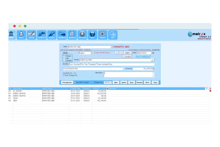 Cheque Printing Software in Dubai